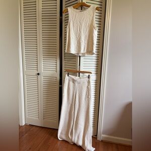 Cream Knit Wide-Leg Matching Set - FP beach